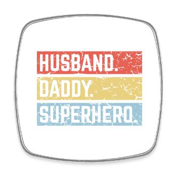 Husband Daddy Superhero (Super Dad Superdaddy PNG) - Viereckiger Kühlschrankmagnet - Weiß - Vorne