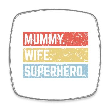 Mummy Wife Superhero (Super Mum Supermummy PNG) - Viereckiger Kühlschrankmagnet - Weiß - Vorne