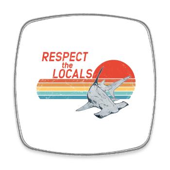 Respect the Locals Hammerhai - Magnet carré - blanc - Devant