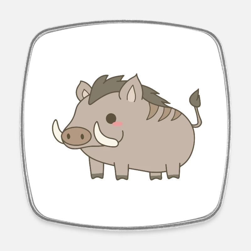 Cinghiale - Calamita quadrata da frigo - bianco