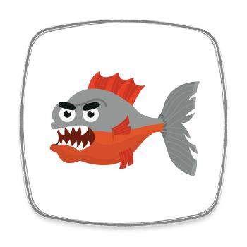 Piranha - Magnet carré - blanc - Devant