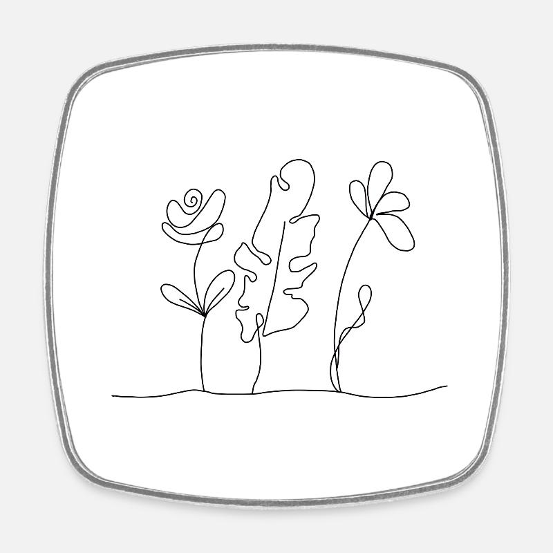 Fleurs - Magnet carré - blanc