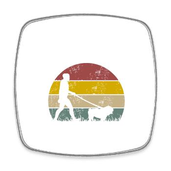 Olde Old English Bulldog Papa Walking Gift - Square fridge magnet - white - Front