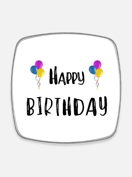 Happy Birthday - Square fridge magnet - white