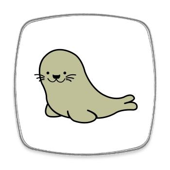 seal 02 - Square fridge magnet - white - Front