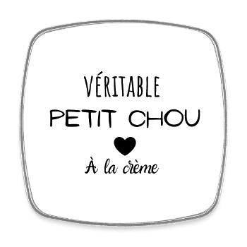 Véritable petit chou à la crème - Magnet carré - blanc - Devant