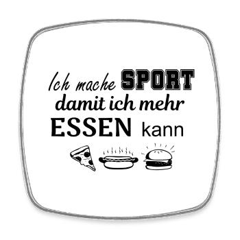 Mehr Sport, mehr Essen - Viereckiger Kühlschrankmagnet - Weiß - Vorne