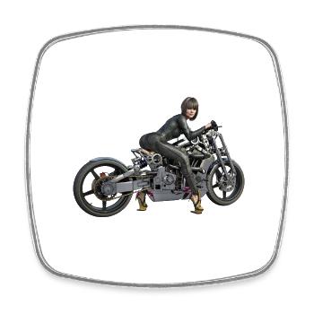 Biker girl, Sexy Frau mit Motorrad - Viereckiger Kühlschrankmagnet - Weiß - Vorne