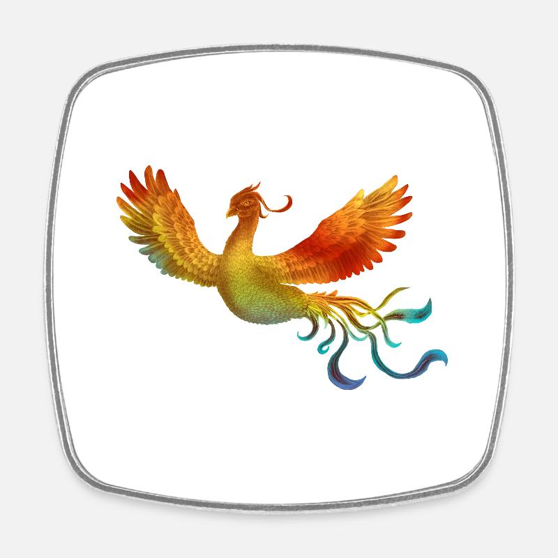Rainbow Phoenix - Viereckiger Kühlschrankmagnet - Weiß