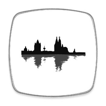 L’horizon de Cologne avec réflexion - Magnet carré - blanc - Devant