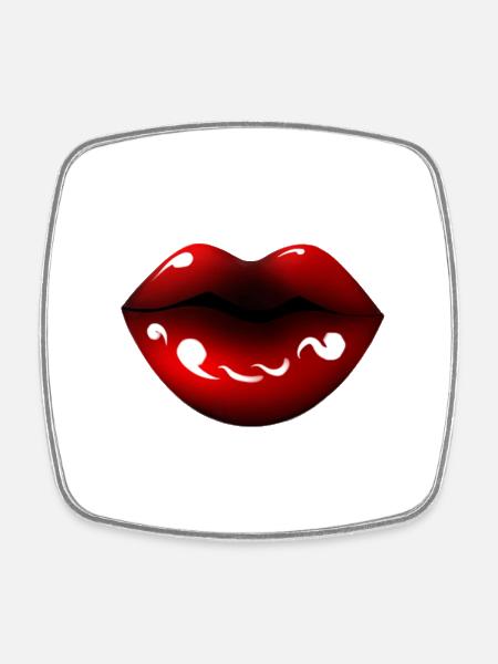 Red Lips - Square fridge magnet - white