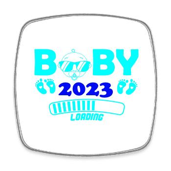 baby 2023 loading - Viereckiger Kühlschrankmagnet - Weiß - Vorne