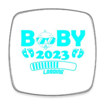 Baby 2023 Loading - Square fridge magnet - white - Front