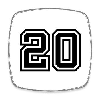 20 Zahl symbol - Viereckiger Kühlschrankmagnet - Weiß - Vorne