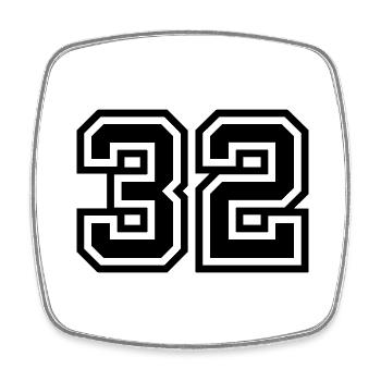 32 number symbol - Square fridge magnet - white - Front
