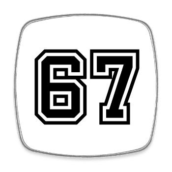67 Zahl Symbol - Viereckiger Kühlschrankmagnet - Weiß - Vorne