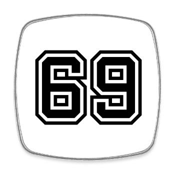 69 Zahl Symbol - Viereckiger Kühlschrankmagnet - Weiß - Vorne