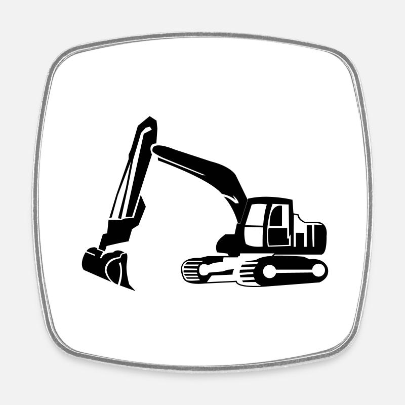 Bagger - Viereckiger Kühlschrankmagnet - Weiß