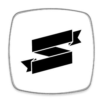 Black Ribbon Banner - Square fridge magnet - white - Front