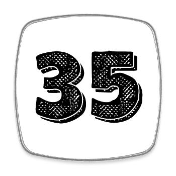Issue 35- 35th anniversary - Square fridge magnet - white - Front