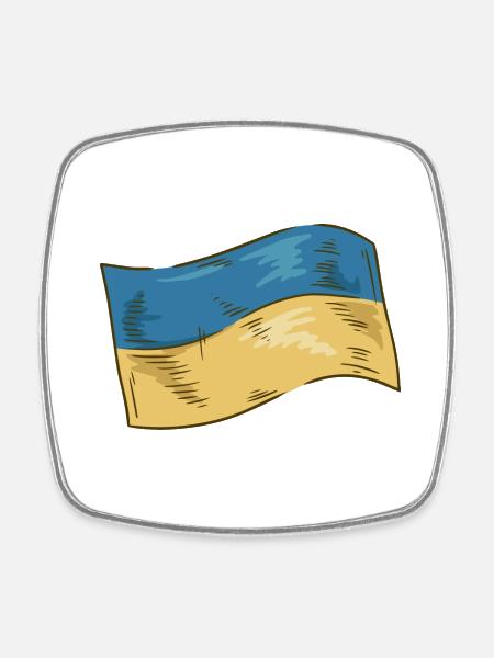 Ukraine Flagge - Viereckiger Kühlschrankmagnet - Weiß