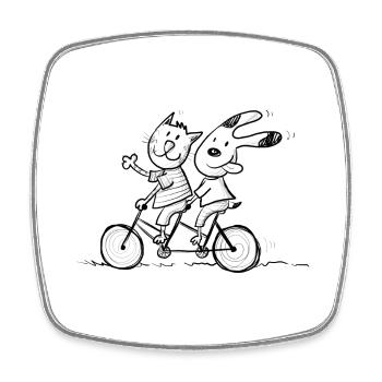 Dog Cat Bike - Square fridge magnet - white - Front
