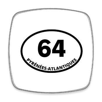 64 pyrénées-atlantiques - Magnet carré - blanc - Devant