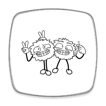 2 Crazy Friends - Square fridge magnet - white - Front