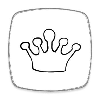 Couronne peinte de dessin animé - Magnet carré - blanc - Devant