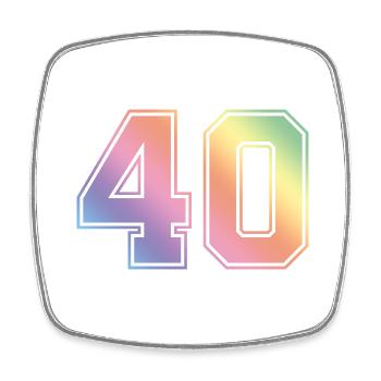 40 Numéro Coloré - Magnet carré - blanc - Devant