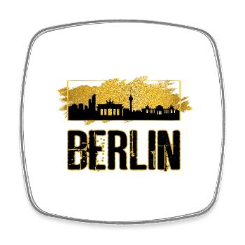 Berlin Deutschland Stadt Skyline Gold Heimat Liebe - Viereckiger Kühlschrankmagnet - Weiß - Vorne
