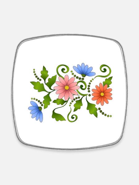 Blumen - Viereckiger Kühlschrankmagnet - Weiß