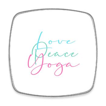 love, peace, yoga, writing, pastel, colorful - Square fridge magnet - white - Front