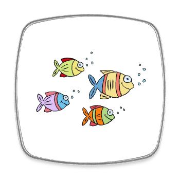 bunte Fische Wasser Meer Graffiti Kinderzeichnung - Viereckiger Kühlschrankmagnet - Weiß - Vorne