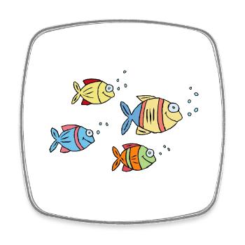 bunte Fische Wasser Meer Graffiti Kinderzeichnung - Viereckiger Kühlschrankmagnet - Weiß - Vorne
