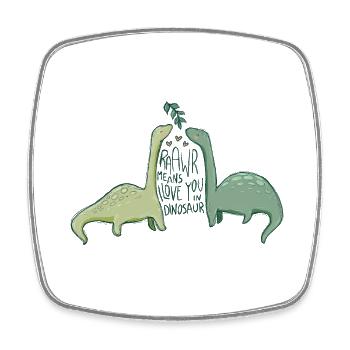 Dinosaur love with funny saying - Square fridge magnet - white - Front