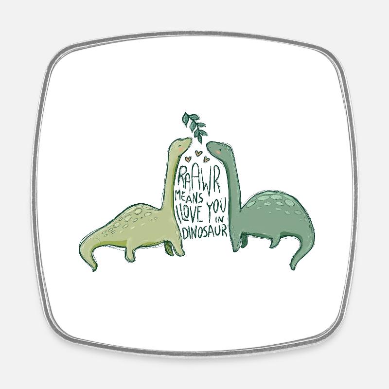 Dinosaur love with funny saying - Square fridge magnet - white