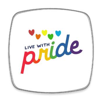 living with Pride - Square fridge magnet - white - Front