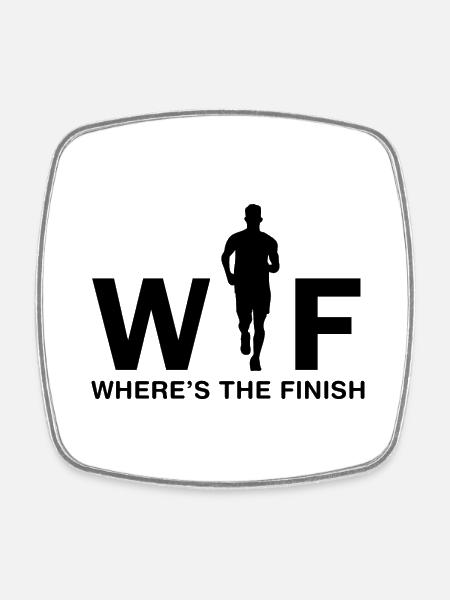 Marathon Running - Viereckiger Kühlschrankmagnet - Weiß