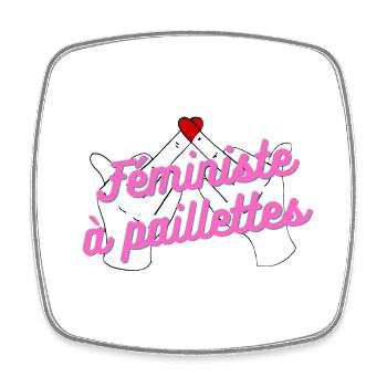 féministe à paillettes logo - Magnet carré - blanc - Devant