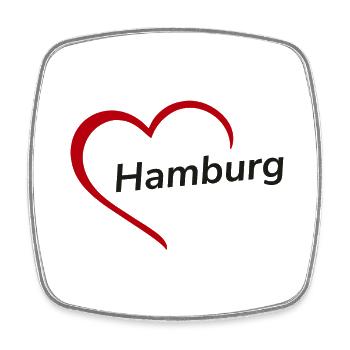 Hamburg with heart - My city - I Love - Square fridge magnet - white - Front