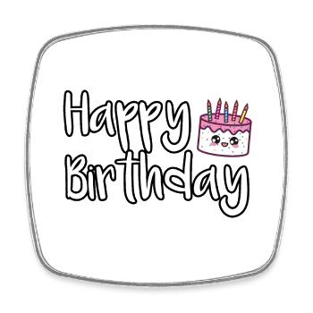Happy Birthday Birthday Cake - Square fridge magnet - white - Front