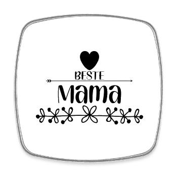 Beste Mama Herz & Blüten - Viereckiger Kühlschrankmagnet - Weiß - Vorne