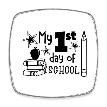 MY FIRST DAY OF SCHOOL SCHOOL ENROLMENT ABC VERDICT - Square fridge magnet - white - Front