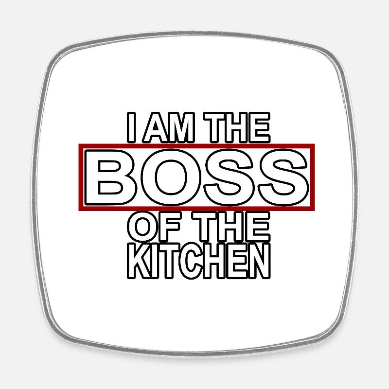Boss of the Kitchen - Square fridge magnet - white