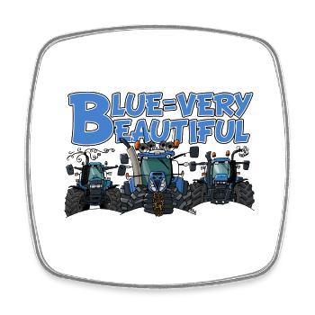 Blau sehrSchön 3 - Viereckiger Kühlschrankmagnet - Weiß - Vorne