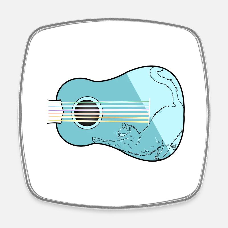 Guitar Cat - Square fridge magnet - white
