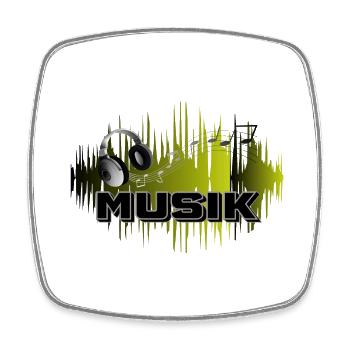 Musik grün Kopfhörer und Noten - Viereckiger Kühlschrankmagnet - Weiß - Vorne