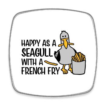 Happy as a Seagull - Viereckiger Kühlschrankmagnet - Weiß - Vorne
