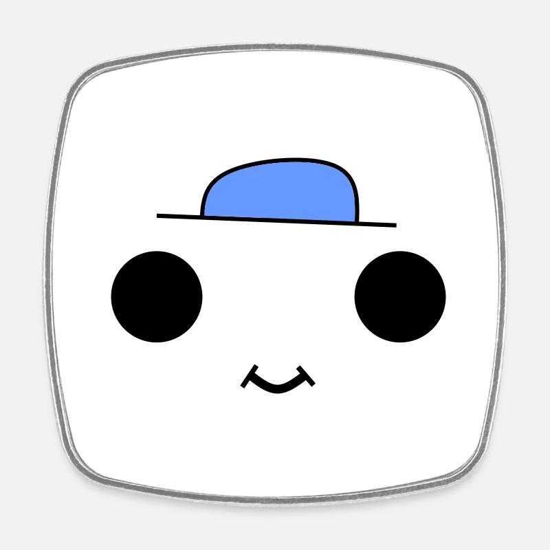 Cute face with a blue hat - Viereckiger Kühlschrankmagnet - Weiß